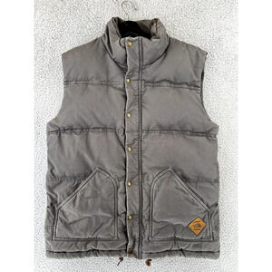 THE NORTH FACE Vest Jacket Mens Medium Gray 550 Goose Down Zip Flannel Lined